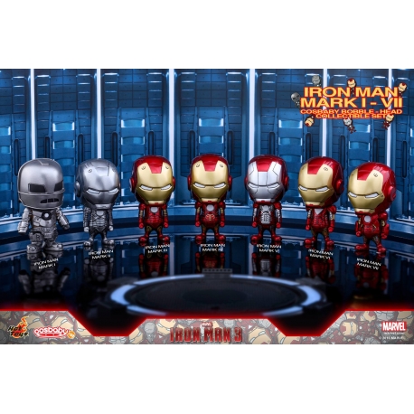 Hot Toys – COSB261-267 – Iron Man 3 - Iron Man Mark I – VII Cosbaby Bobble-Head Series