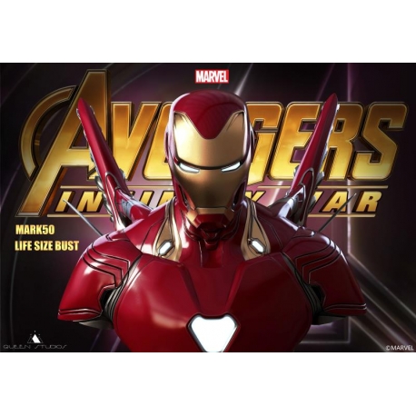 [Pre-Order] Queen Studios - Avengers Infinity War - Mark 50 Iron Man (Battle-Damaged Edition) LIFE SIZE BUST